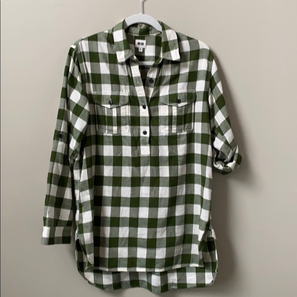 UNIQLO soft cotton-flannel pop-over top